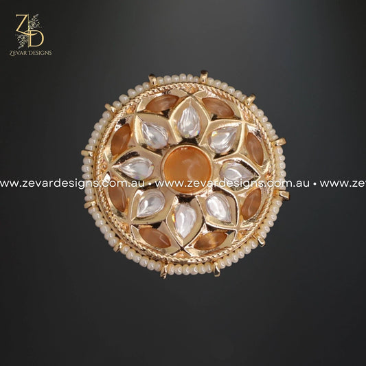 Zevar Designs Rings Kundan Ring - Peach