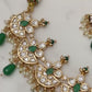 Kundan Polki Necklace Set in Emerald Green