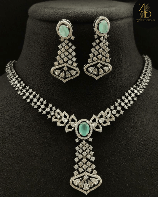 Zevar Designs Necklace Sets - AD AD Necklace Set - Mint