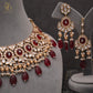 Zevar Designs Designer Necklace Sets Bridal Necklace Set with Ruby Red Drops & Golden Beads