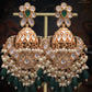 Zevar Designs Designer Earrings Heritage Inspired Jhumki & Chandbali Earrings - Emerald green