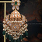 Zevar Designs Designer Earrings Heritage Inspired Jhumki & Chandbali Earrings - Emerald green