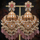 Zevar Designs Designer Earrings Heritage Inspired Jhumki & Chandbali Earrings - Pink