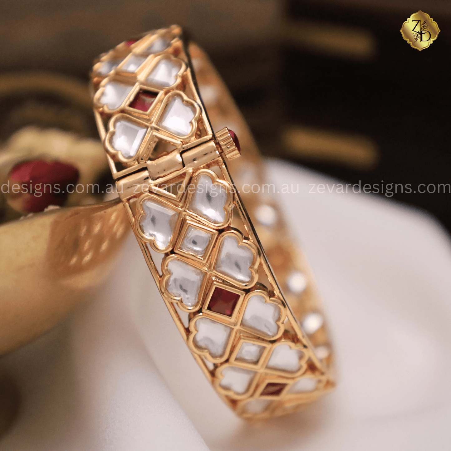 Kundan Polki Kadas - Ruby Red - Zevar Designs - Australia’s Premium Fashion Jewellery Store