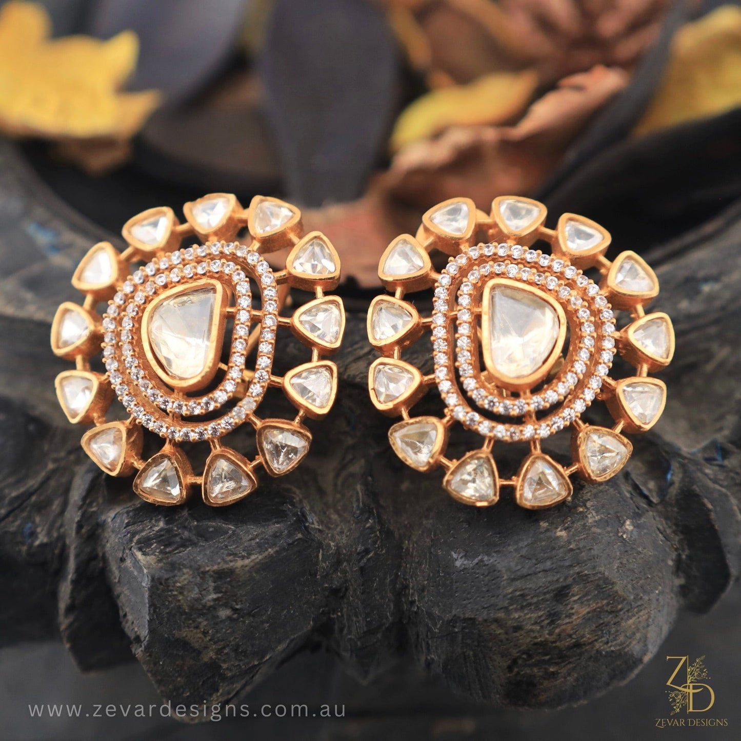 Zevar Designs Kundan Studs Moissanite Studs