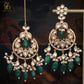 Zevar Designs Designer Necklace Sets Polki & AD Necklace set with Emerald green drops - Mehndi Finish