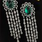 Zevar Designs Indo-Western Earrings Rama Green Long Dangle AD Earrings - Dual Finish