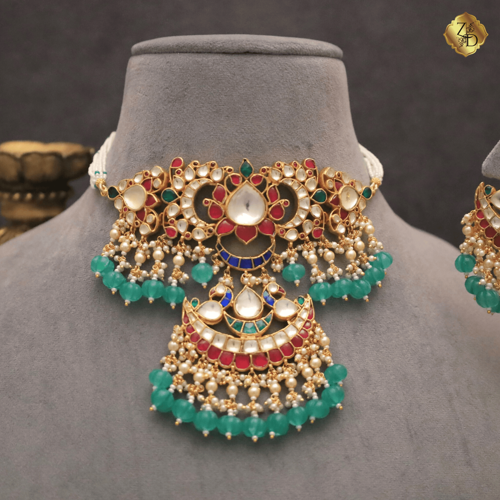 Zevar Designs Necklace Sets ‘SABYASACHI’ inspired Multicolor Pachi Kundan Choker Set