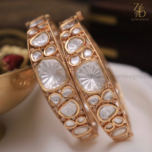 Zevar Designs Kundan Bangles Uncut Polki Bangles -Openable