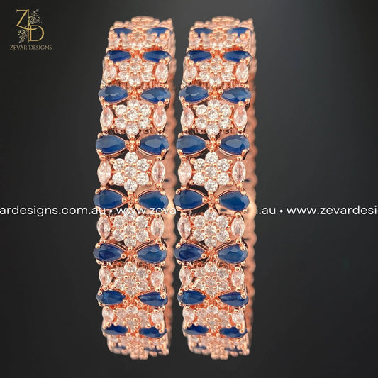 Zevar Designs Bangles & Bracelets - AD AD Bangles - Sapphire and Rose Gold