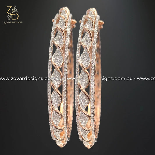 Zevar Designs Bangles & Bracelets - AD AD/Zircon Bangles in Rose Gold