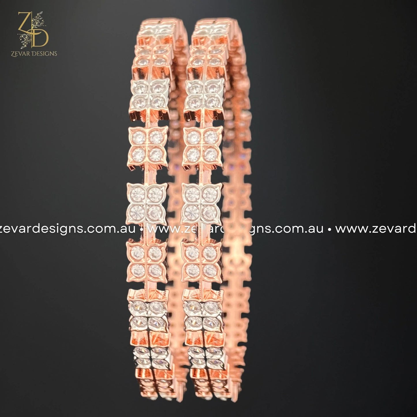 Zevar Designs Bangles & Bracelets - AD AD/Zircon Bangles in Rose Gold