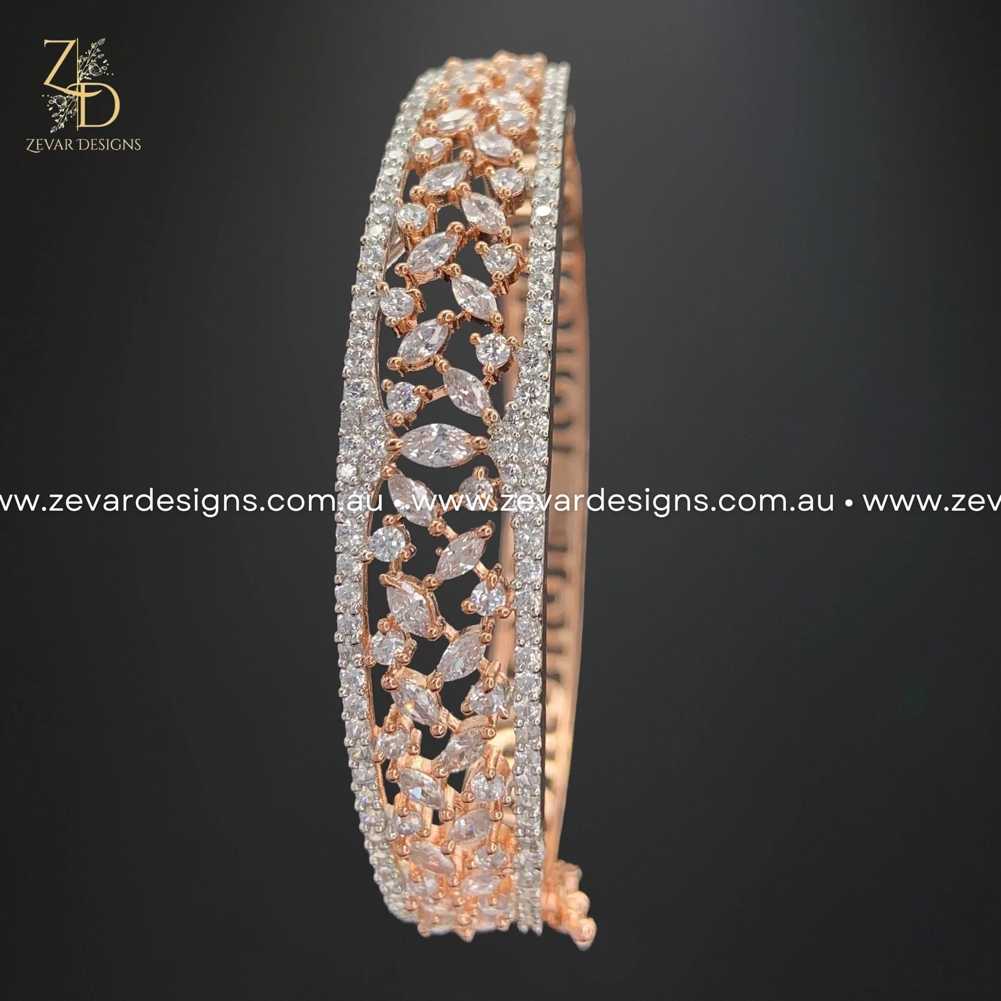 Zevar Designs Bangles & Bracelets - AD AD/Zircon Bracelet in Rose Gold