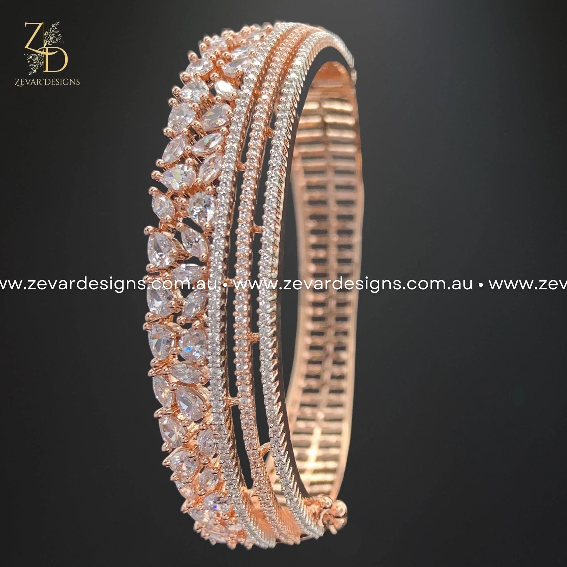 Zevar Designs Bangles & Bracelets - AD AD/Zircon Bracelet in Rose Gold