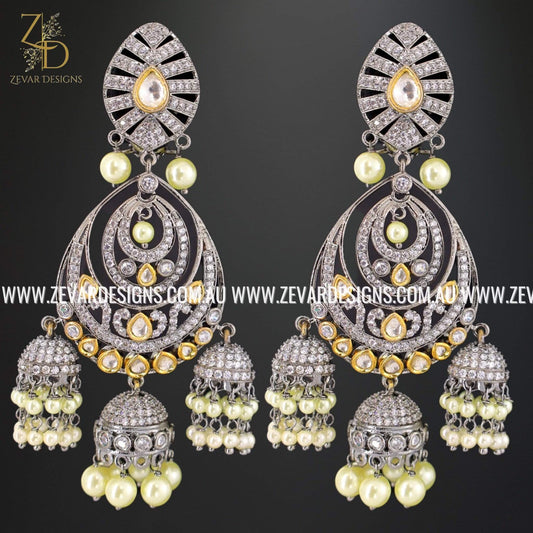 Zevar Designs Indo-Western Earrings Zirconia Earrings - Black Rhodium