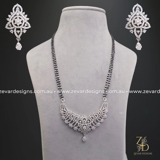 Zevar Designs Mangalsutra AD/Zircon Mangalsutra and Earrings Set