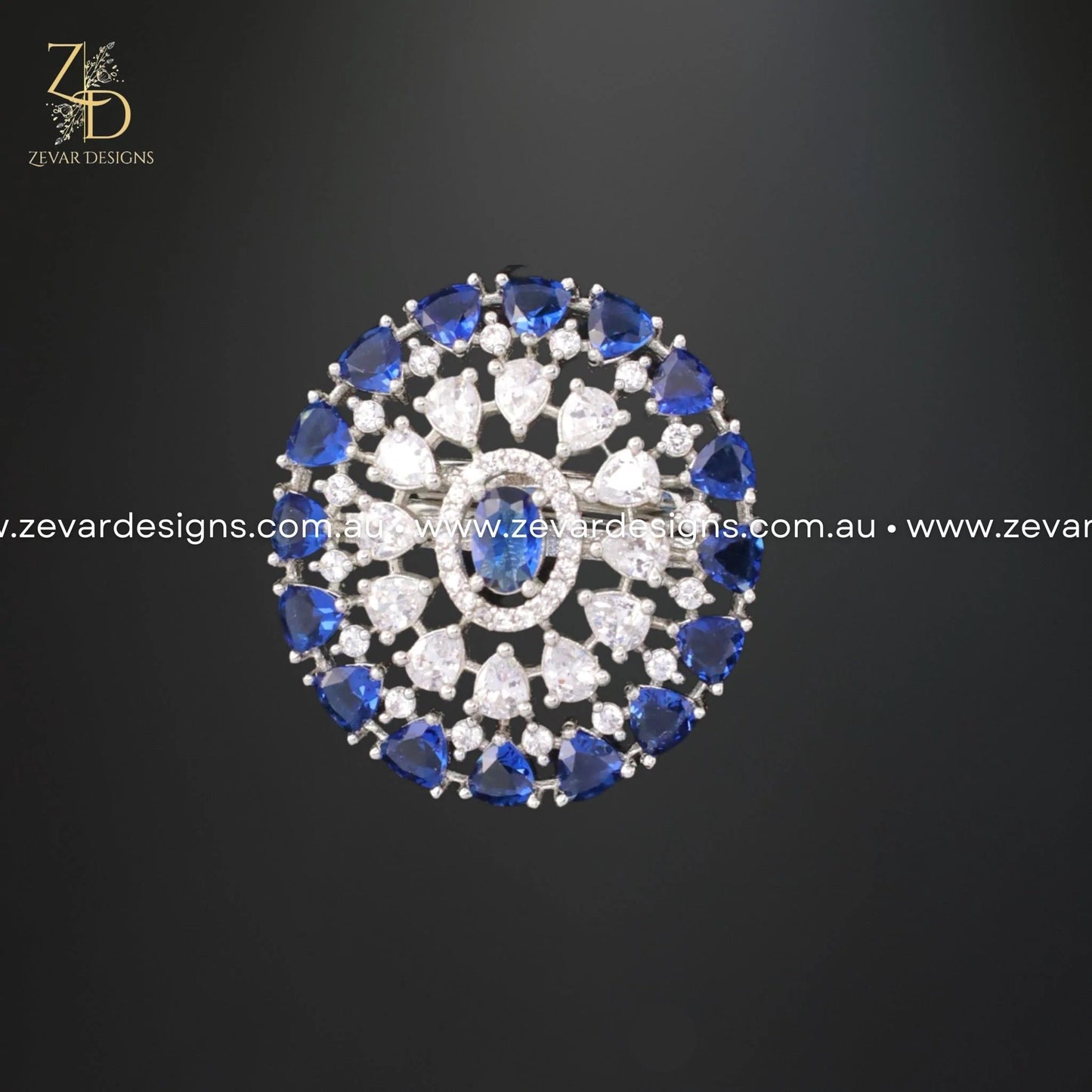 Zevar Designs Rings - AD AD/Zircon Ring - Sapphire Blue