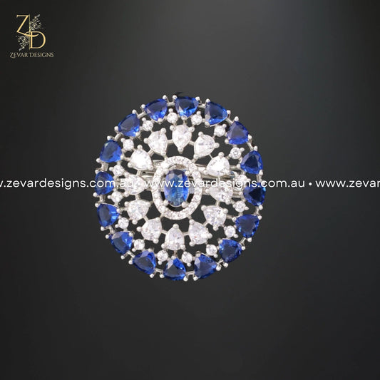 Zevar Designs Rings - AD AD/Zircon Ring - Sapphire Blue