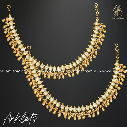 Zevar Designs Accessories Anklets Pachi Kundan