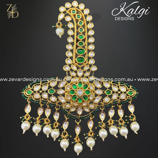 Zevar Designs Accessories Designer Kundan Kalgi - Green