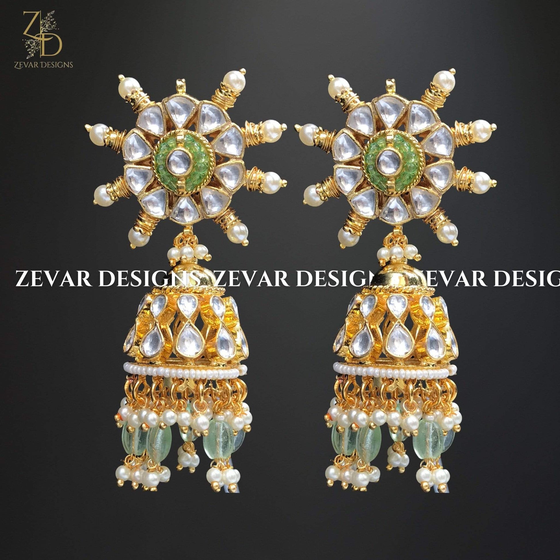 Zevar Designs Kundan Choker Designer Pachi Kundan Choker Set - Mint