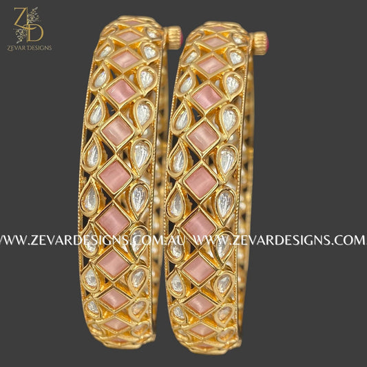 Zevar Designs Kundan Bangles Kundan Bangles - Pink