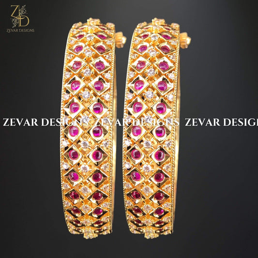 Zevar Designs Kundan Bangles Kundan Bangles - Ruby Red