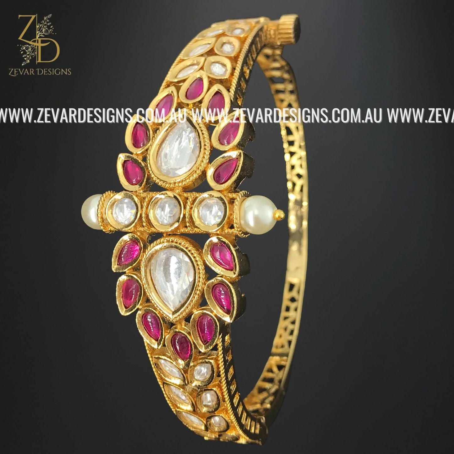 Zevar Designs Kundan Bracelets Kundan Bracelet - Ruby Red