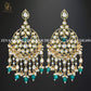 Zevar Designs Chandbali Kundan Chandbali Maang Tikka Set - Emerald Green