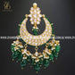 Zevar Designs Kundan Earrings Kundan Chandbali with Green Drops