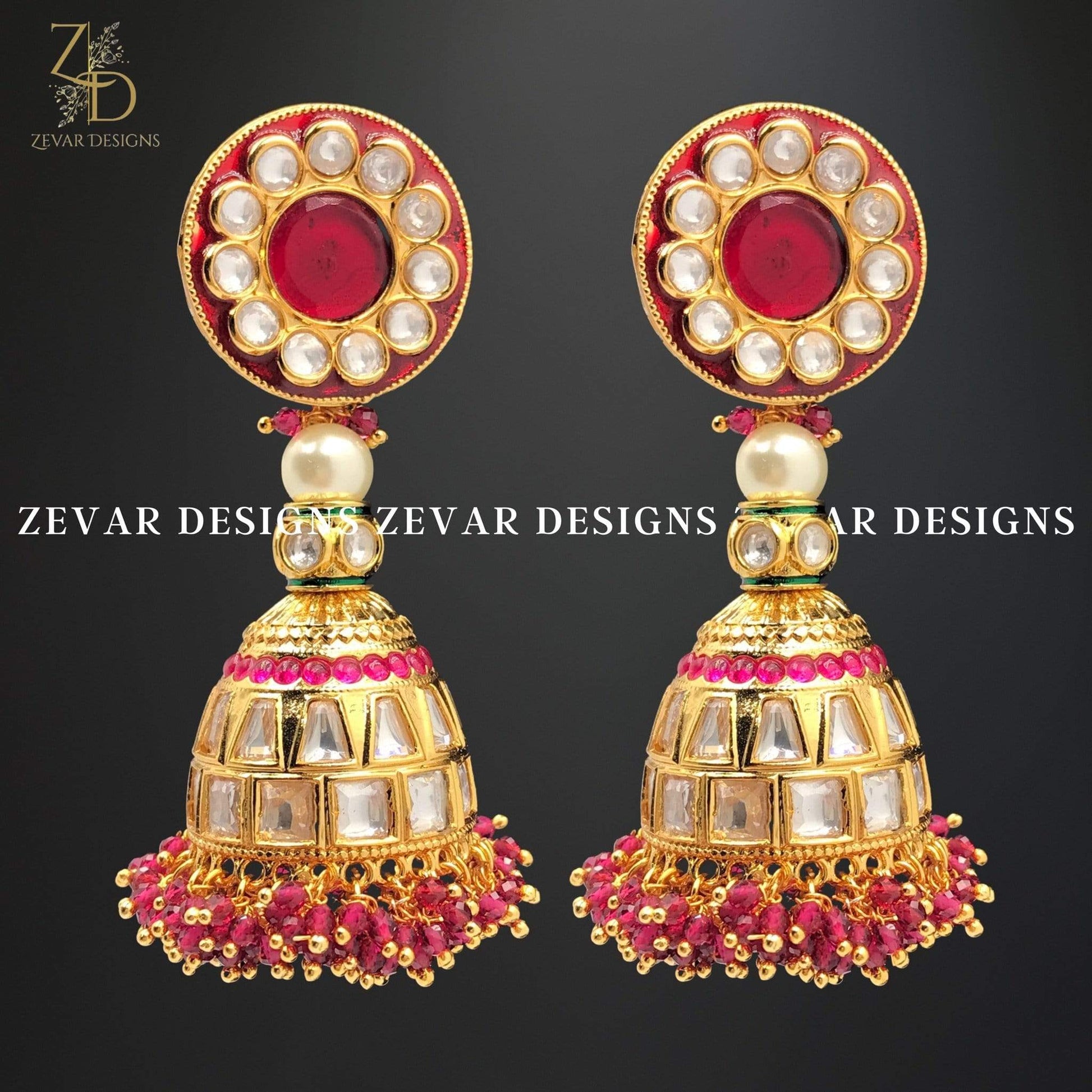 Zevar Designs Long Set Kundan Long Set - Ruby Red