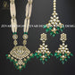 Zevar Designs Kundan Long Set Kundan Long Set with Tikka and Oversize Pendant - Emerald Green
