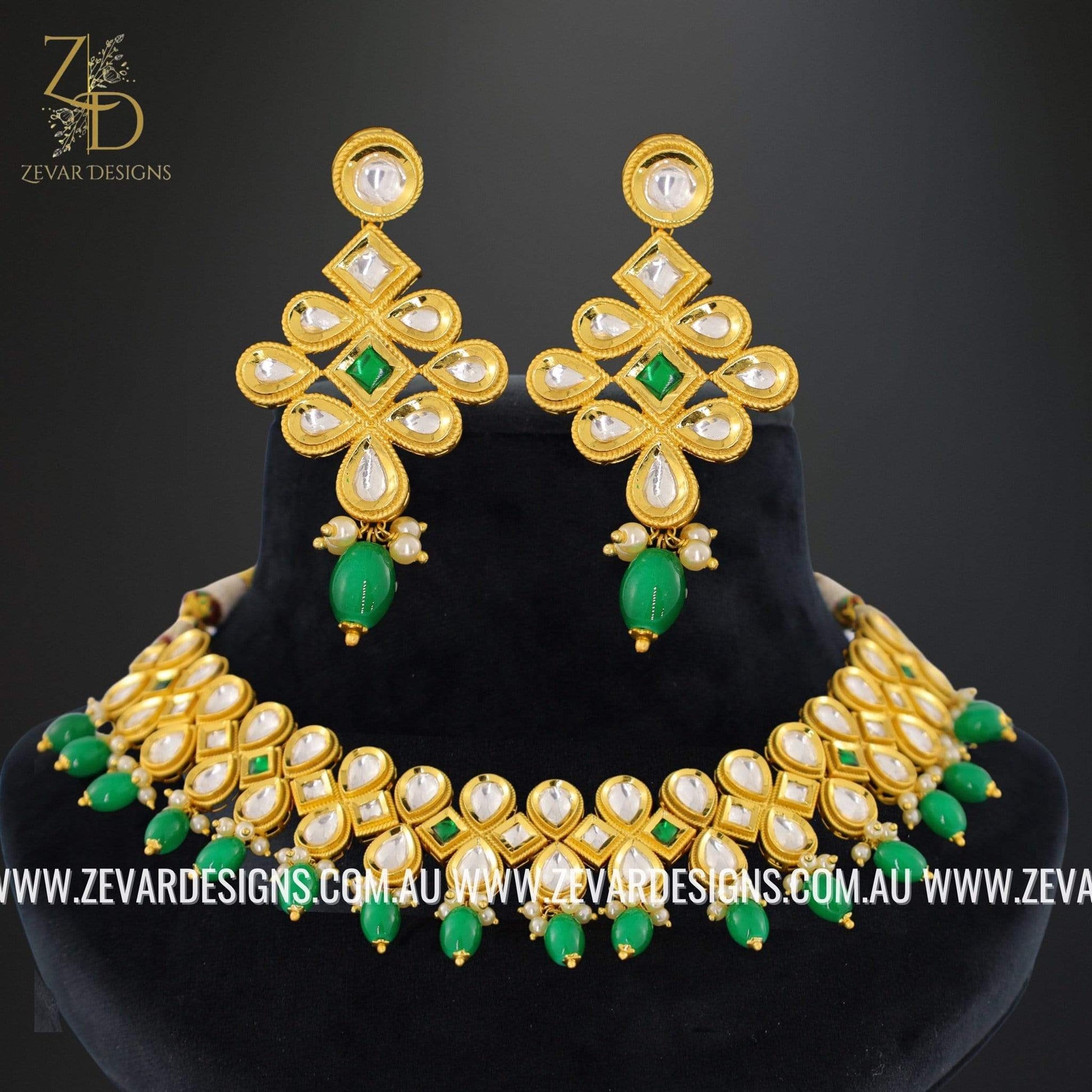 Zevar Designs Necklace Sets Kundan Necklace Set - Green