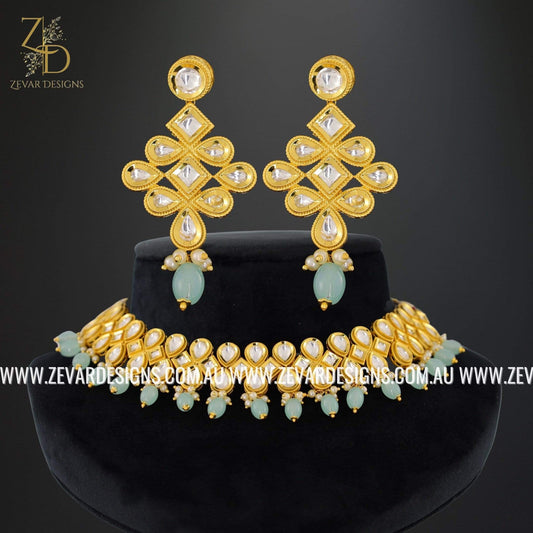 Zevar Designs Necklace Sets Kundan Necklace Set - Mint