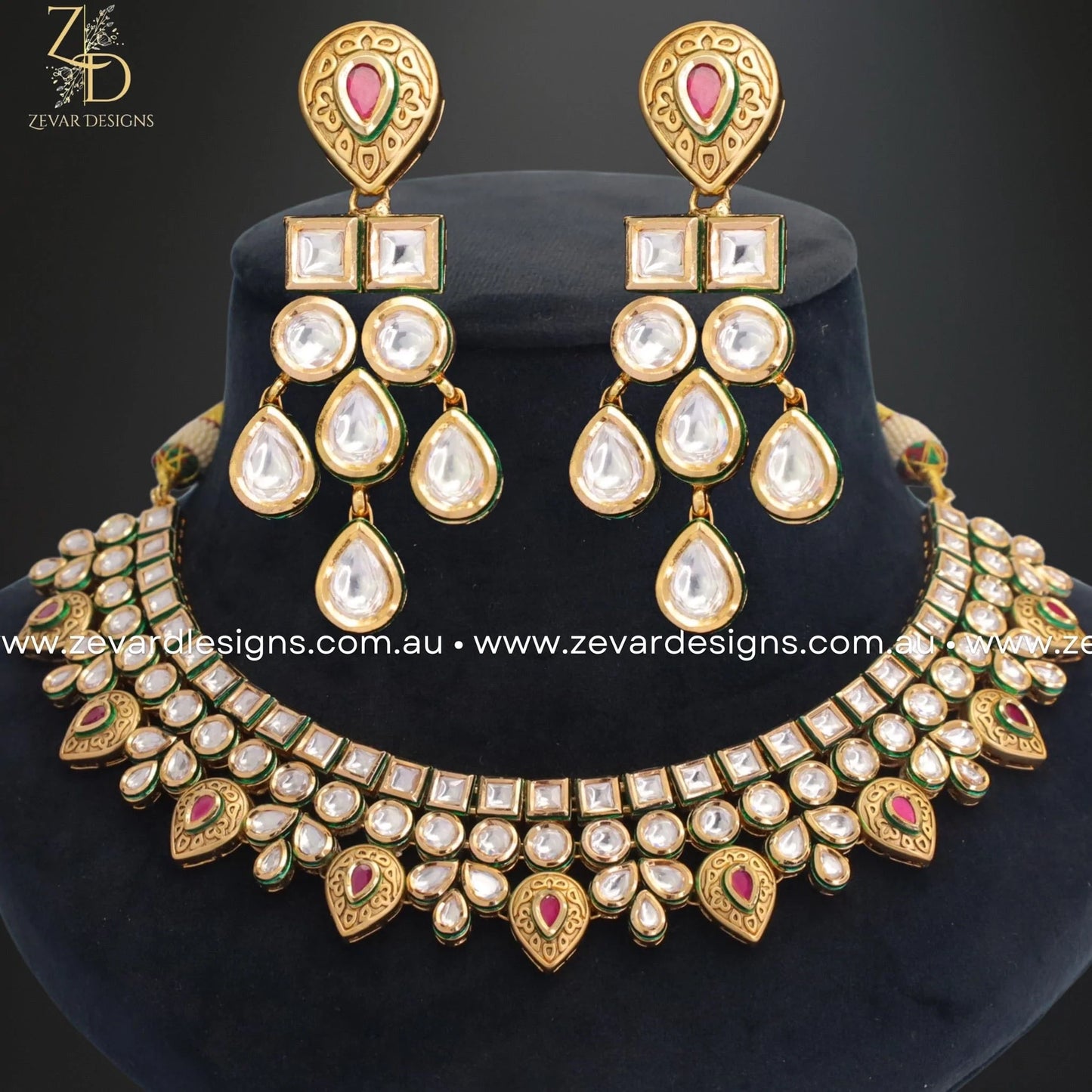 Zevar Designs Necklace Sets Kundan Necklace Set -Ruby Red