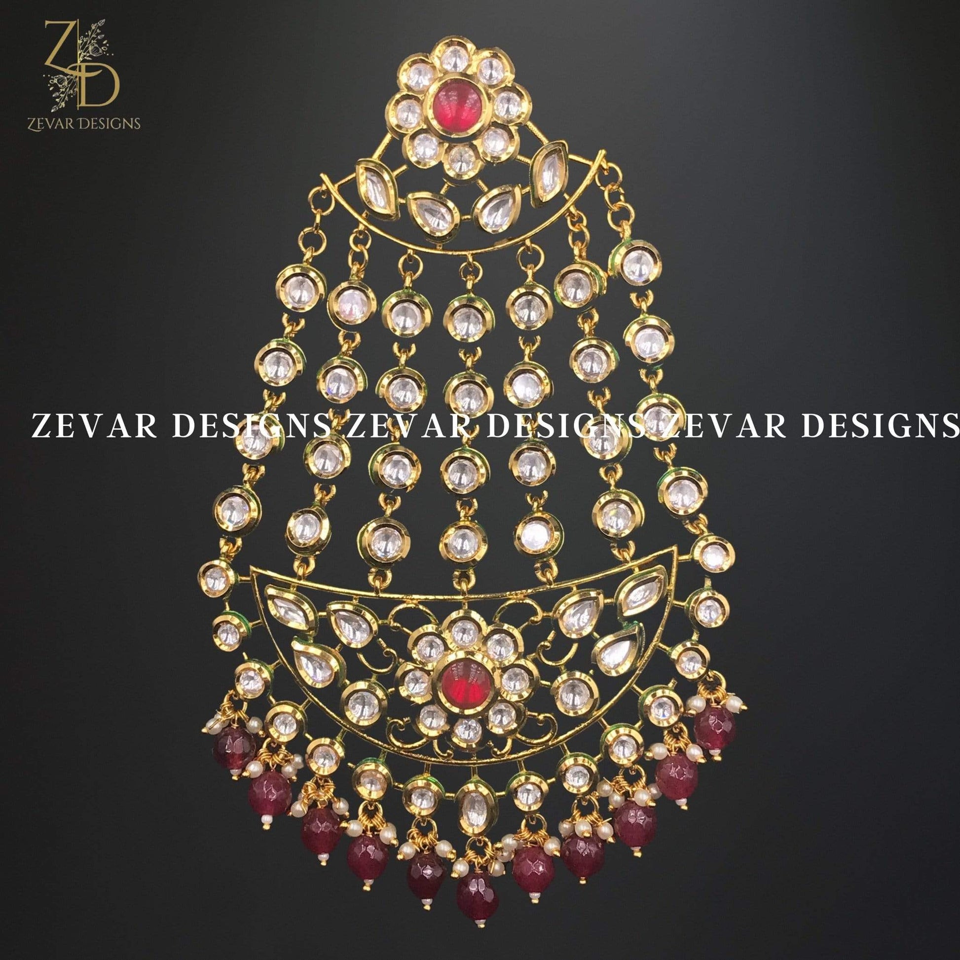 Zevar Designs Passa Kundan Pasa / Jhoomer - Red