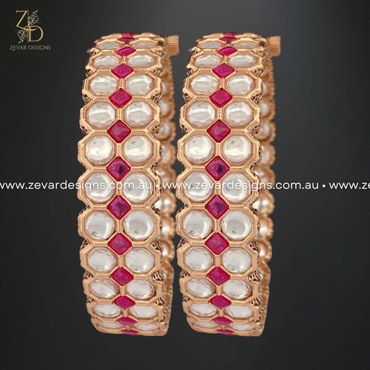 Zevar Designs Kundan Bangles Kundan Polki Bangles in Red