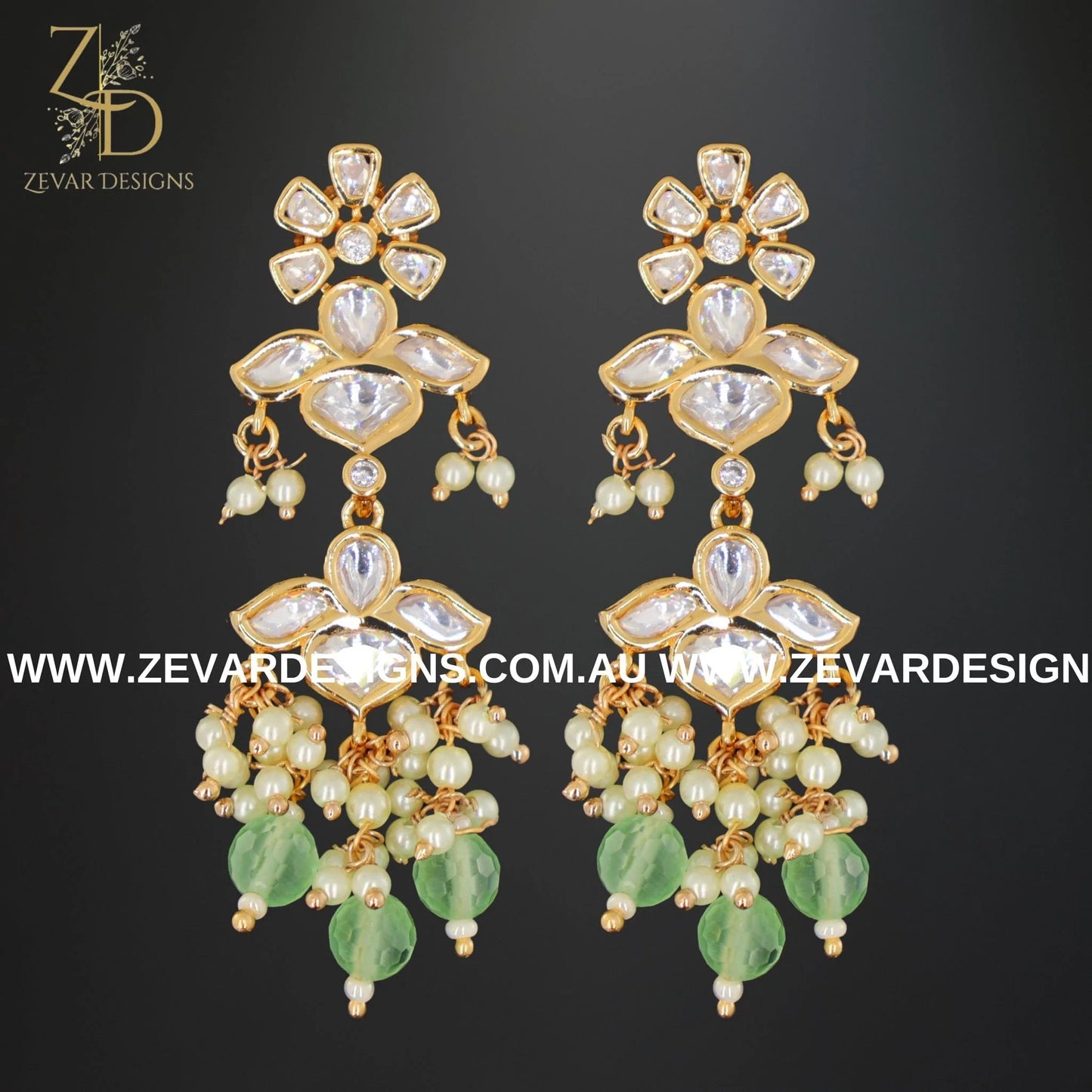 Zevar Designs Necklace Sets Kundan Polki Necklace Set in Mint