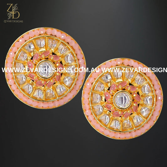 Zevar Designs Kundan Studs Kundan Polki Studs - Pink