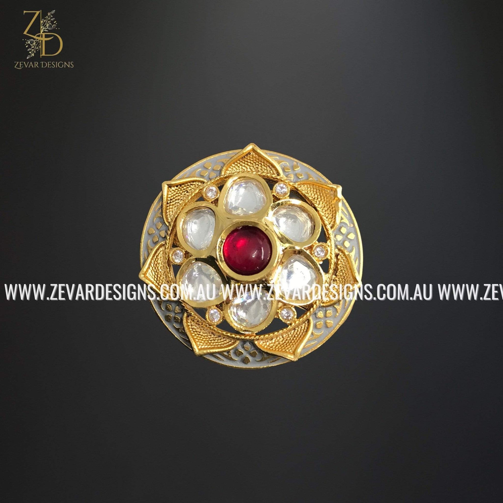 Zevar Designs Rings Kundan Ring - Ruby