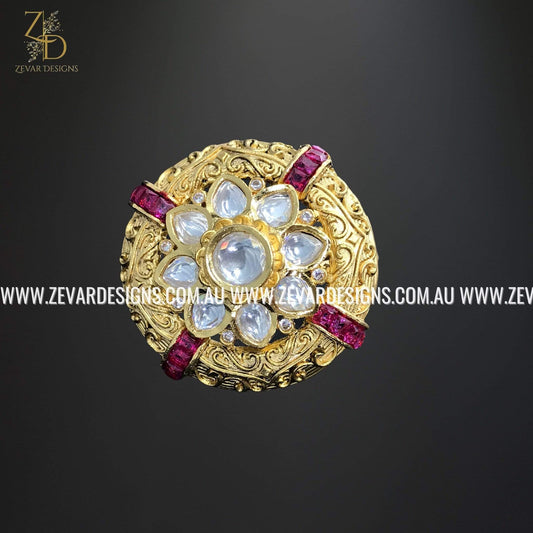 Zevar Designs Rings Kundan Ring - Ruby