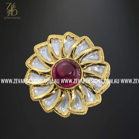 Zevar Designs Rings Kundan Ring - Ruby