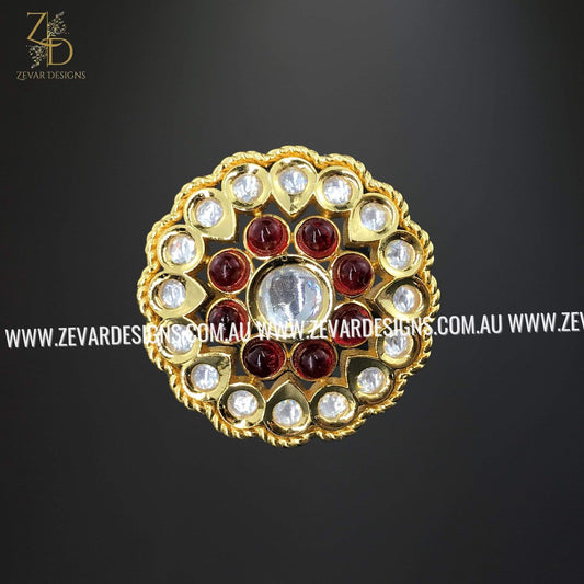 Zevar Designs Rings Kundan Ring - Ruby