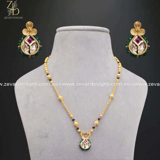 Zevar Designs Mangalsutra Mangalsutra and Earrings Set - Multi