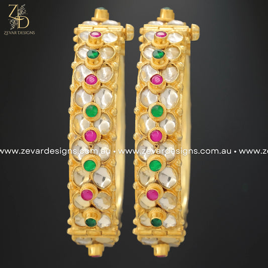 Zevar Designs Kundan Bangles Pachi Kundan Bangles - Multicolor