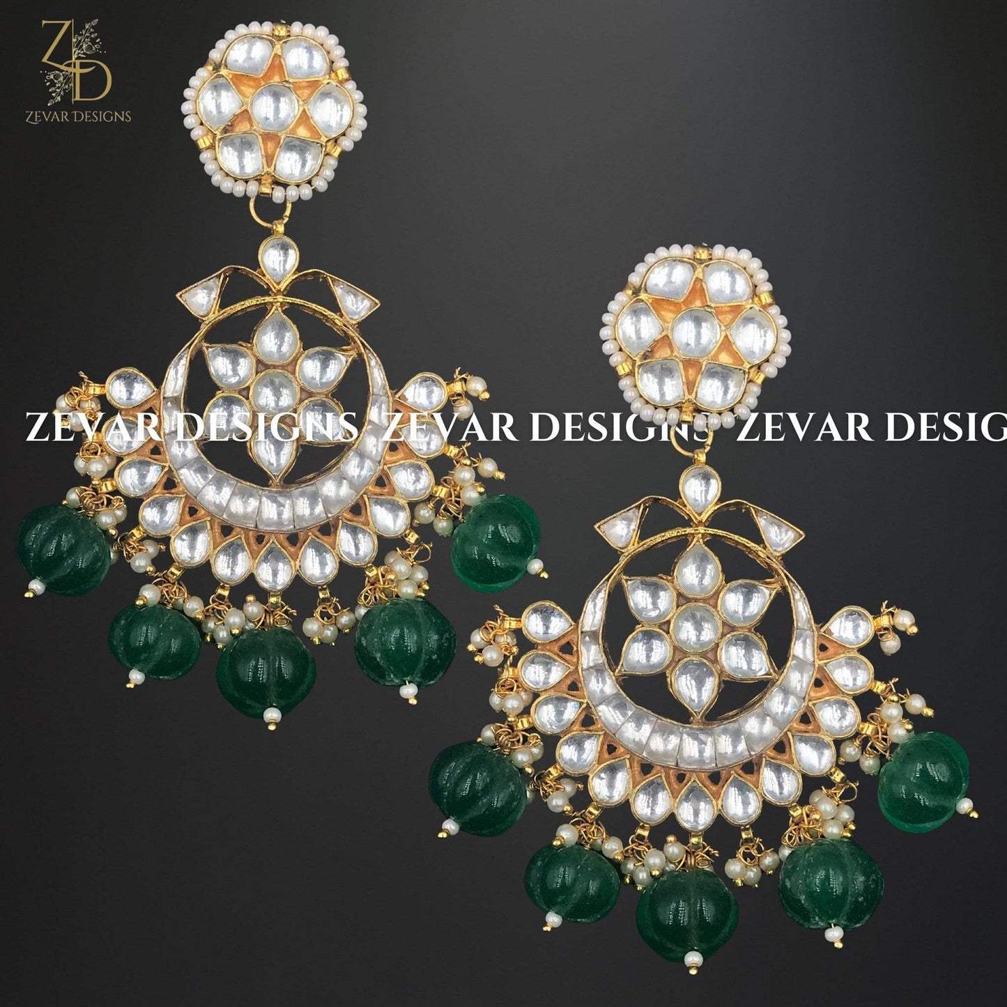 Zevar Designs Kundan Choker Pachi Kundan Choker Set - Green