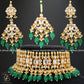 Zevar Designs Designer Necklace Sets Pachi Kundan Choker Set with Tikka - Green