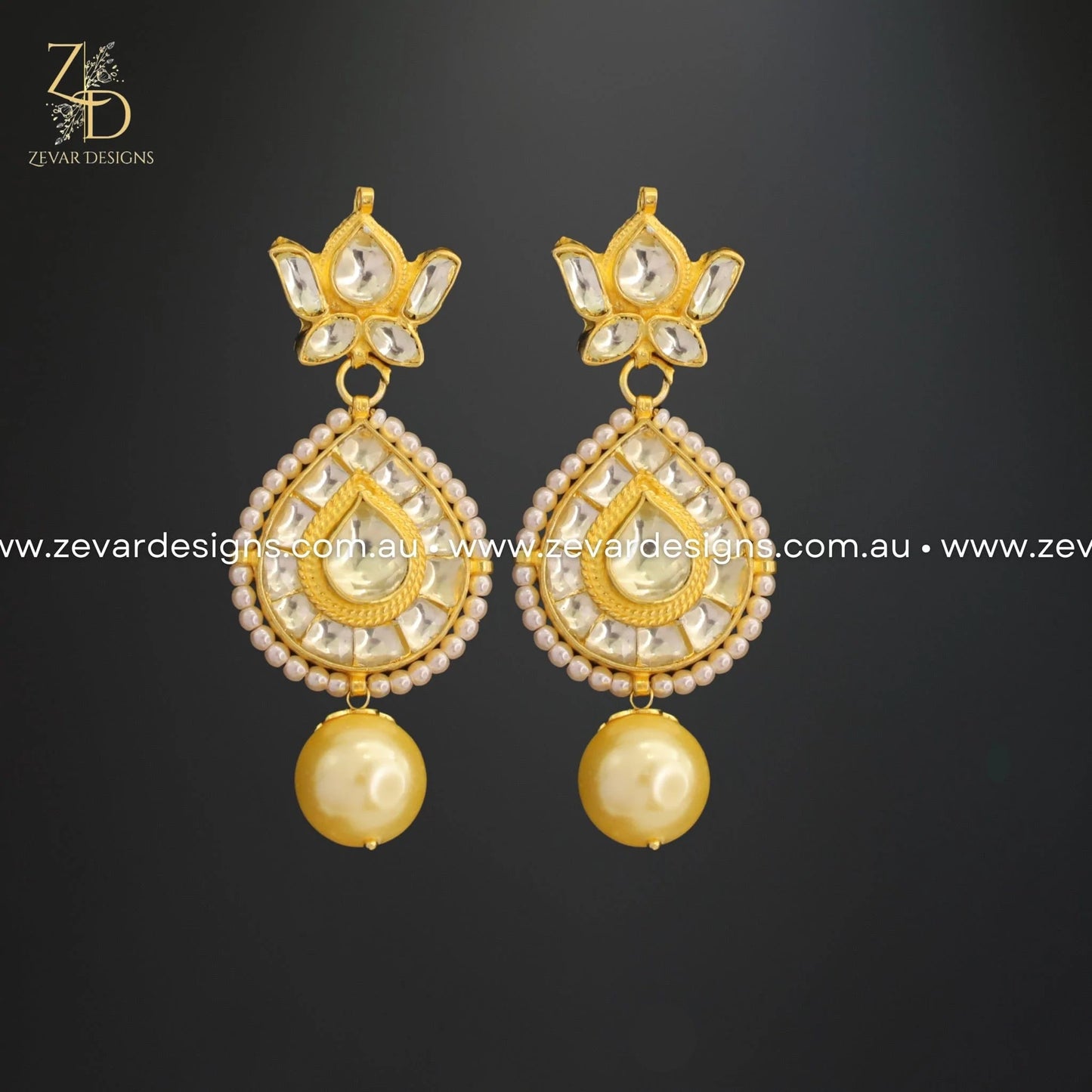 Zevar Designs Kundan Earrings Pachi Kundan Earrings