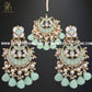 Zevar Designs Maang Tikka Set Pachi Kundan Maang Tikka Set - Mint Green