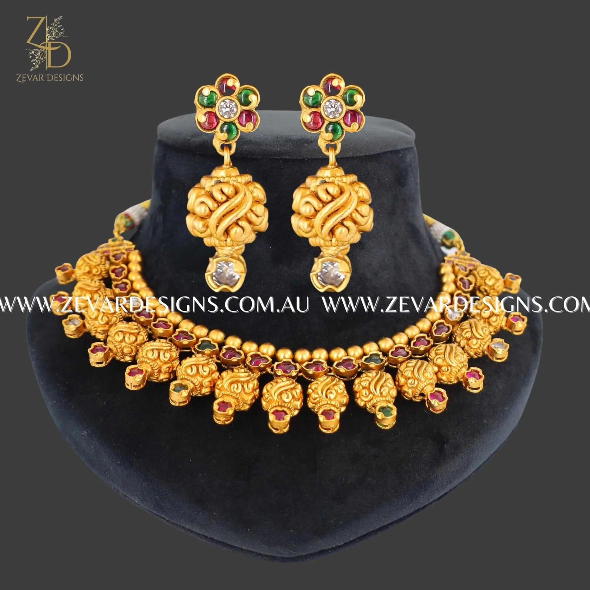 Zevar Designs South Indian South Indian Antique Necklace Set - Multi